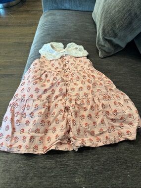 Zara Pink Floral Dress with White Crochet Collar